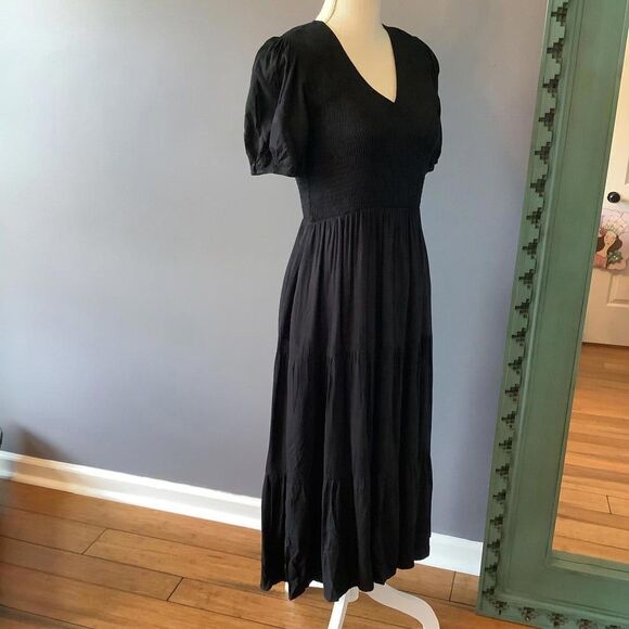 NWT Anrabess Chic Puff Sleeve Black Maxi Dress - Picture 4 of 7